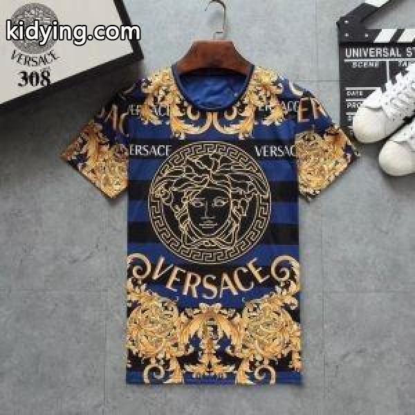 ヴェルサーチ 激安VERSACE赤字超特価安いリーズナブルきれいめ幅広いコーデｔシャツ半袖赤色ダーブルーホワイト-1