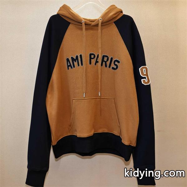 AMI PARIS 偽物 スタイリッシュ 人気 パーカー バイカラー フード付き スウェット アミパリス-0