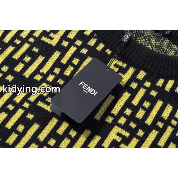 FENDI フェンディ コピー 人気定番 ニットセーター ブラック×イエロー 高級感-4
