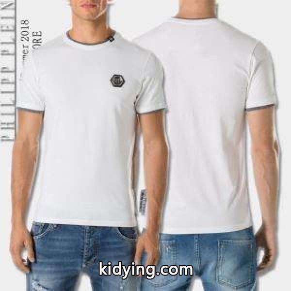 ひと際目を引く金属ロゴがポイントのPHILIPP PLEINフィリッププレインスーパーコピーのメンズクルーネック半袖Ｔシャツ-1