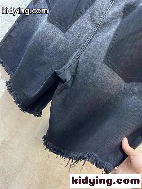 BALENCIAGA バレンシアガ コピー 2026新作 人气沸騰 デニムショートパンツ ダメージ フリンジ裾-5