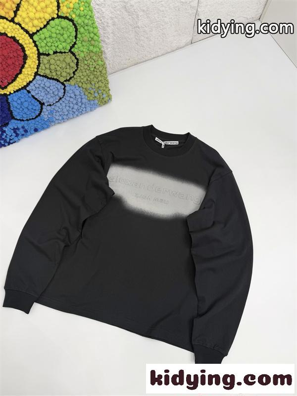 アレキサンダーワン コピー 長袖Tシャツ グラデーションロゴ Alexander wang モード系 ワイドフィット 春秋-2