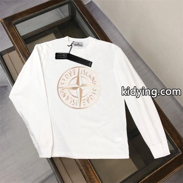 STONE ISLAND 長袖tシャツコピー 限定 上質 ベージュコンパスロゴ ホワイト ストーンアイランド-3