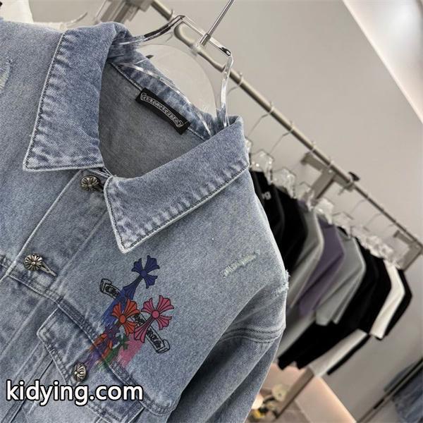 CHROME HEARTS コピー 個性的 華やか デニムジャケット レインボークロス バックプリント クロムハーツ-2