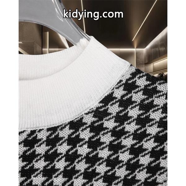 FENDI フェンディ コピー ニット メンズ チェック調 ブラック クラシック 長袖-3