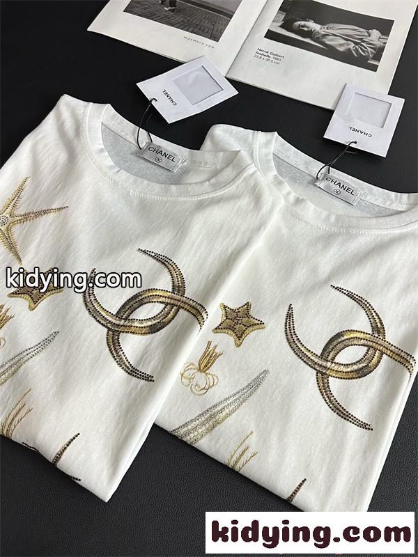 CHANEL 激安 ホワイト ロングスリーブ シャネル 海モチーフ キラキラ ビジューデザイン 偽物-3