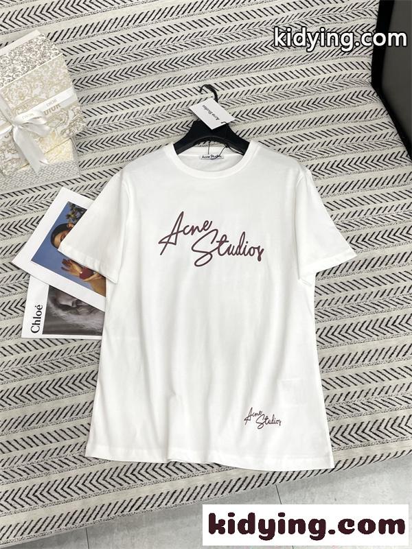 ACNE STUDIOS アクネ ストゥディオズ コピー今季人気 ロゴプリント 柔らか 快適 シンプル 半袖Tシャツ-3