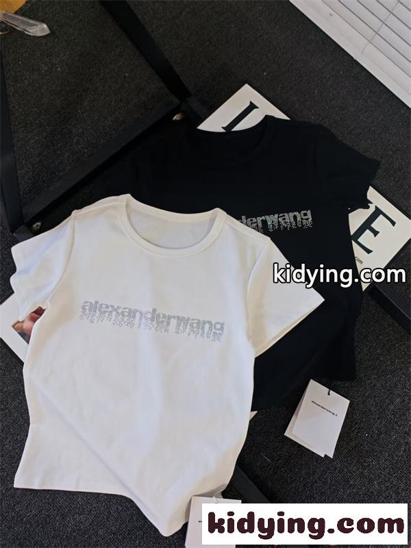 Alexander wang 半袖Tシャツ ロゴプリント アレキサンダーワン コピー スリムフィット ストリート 夏定番-3
