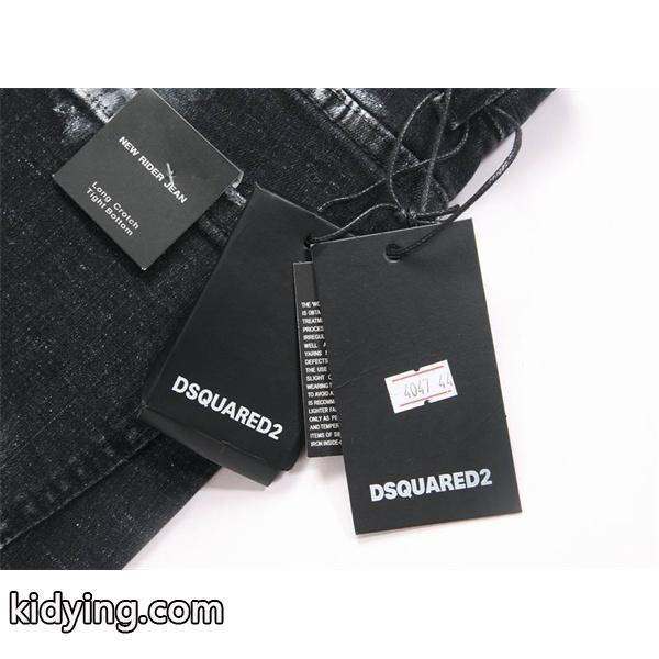 ディースクエアード ブラック × ホワイト ヴィンテージ風加工 ダメージ デニムパンツ 偽物 DSQUARED2 秋冬レトロムード 注目-6