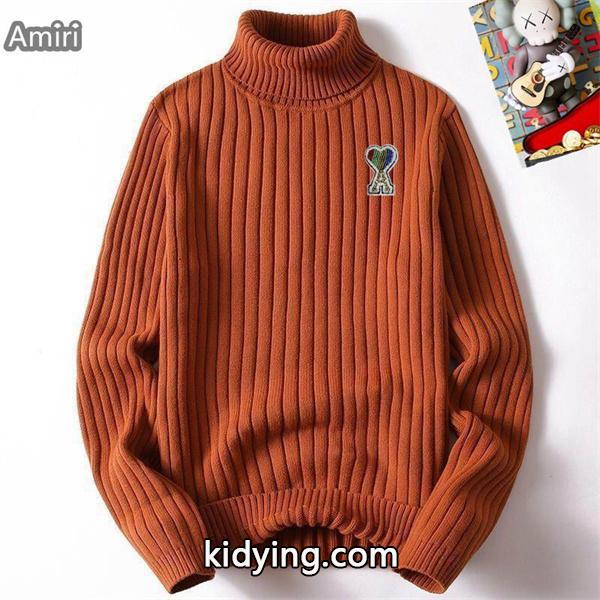 秋冬 防寒 ブラック 上質 リブ タートル ニット AMI PARIS アミ パリス コピー-3