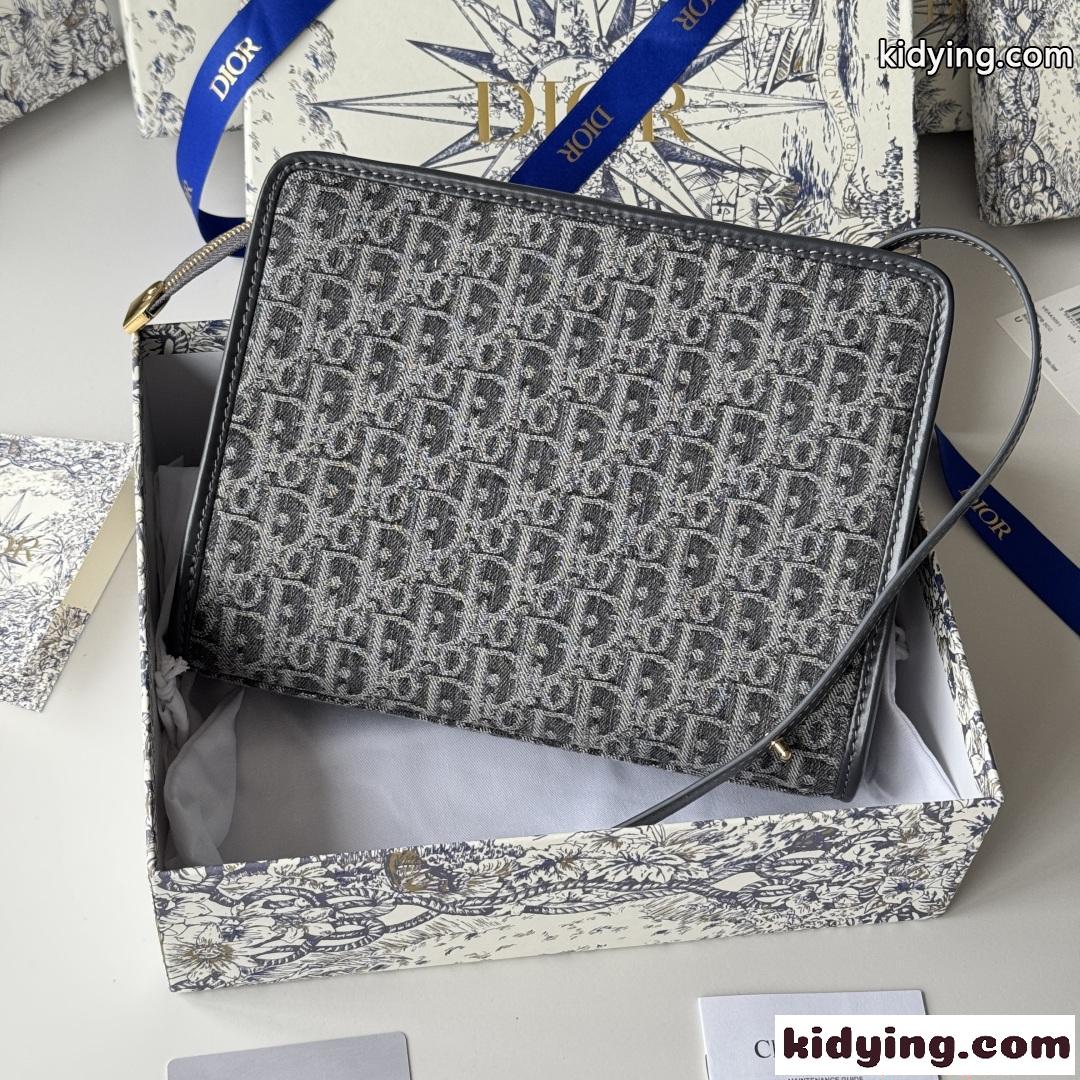 ディオール コピー バッグ クロスボディバッグ グレー ゴールドロゴ ジップ仕様 洗練デザイン DIOR-2
