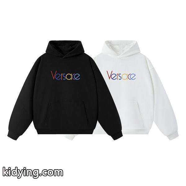 2025秋冬ミューズ カラフル ブラック × ホワイト 虹色ロゴ パーカー ヴェルサーチ VERSACE スーパーコピー-0