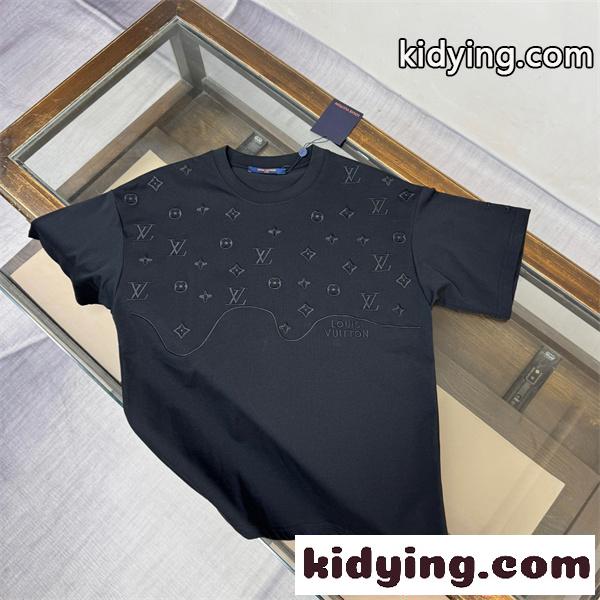 ルイ・ヴィトン コピー 刺繍 Tシャツ 半袖 ワイドシルエット ホワイト デザイン 軽やか 通気性 快適着用 Louis Vuitton ルイヴィトン-0