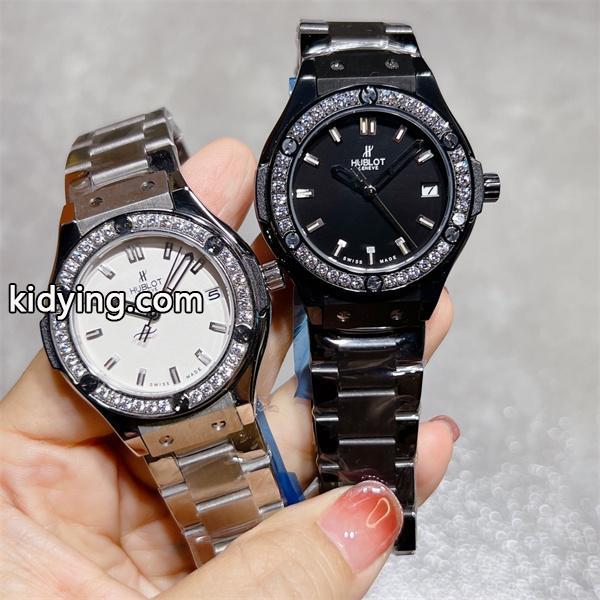 HUBLOT ブラックダイヤモンド装飾 シルバーブレス ユブロット コピー 時計 フェミニン 高品質 腕時計-8
