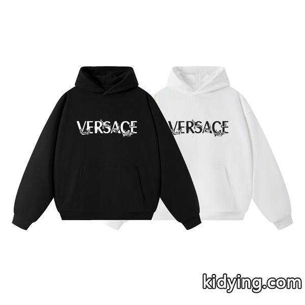 ヴェルサーチ VERSACE コピー 2025 秋冬ブーム 話題沸騰 ブラック × ホワイト ヴィンテージ風 パーカー-0