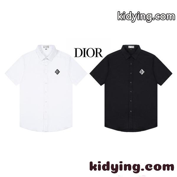 刺繍 ディオール スーパーコピー 半袖シャツ 襟付き ブラック ホワイト 夏 カジュアル 上品 メンズ Dior 軽やか-3