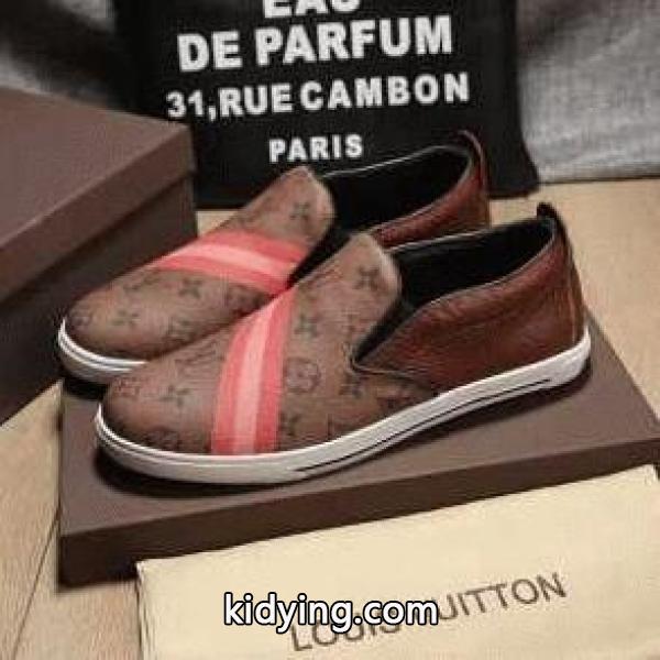 高級品ルイヴィトンスニーカーメンズ LOUIS VUITTON フラットシューズスリッポンモノグラムブラウン-0