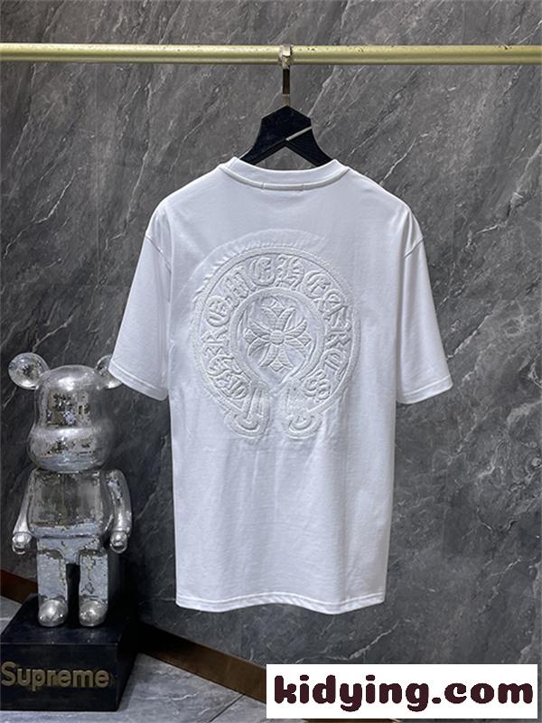 バックプリントTシャツ Chrome Hearts クロムハーツ コピー トーンオンクロス柄 半袖 丸首 ストリートカジュアル-8