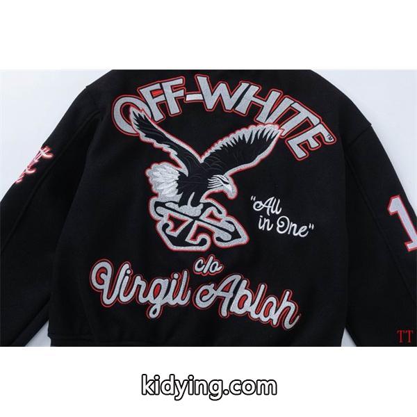 2025 秋冬モデル 刺繍 着心地抜群 モード系 ブラック × レッド ベースボールジャケット Off-White オフホワイト コピー-7