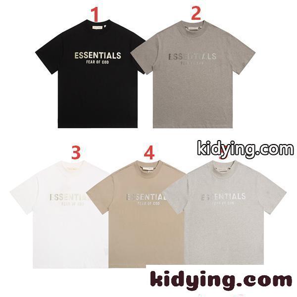 エッセンシャルズ 偽物 半袖Tシャツ ESSENTIALS ブラック プリント モード ユニセックス 着回し抜群 定番-0