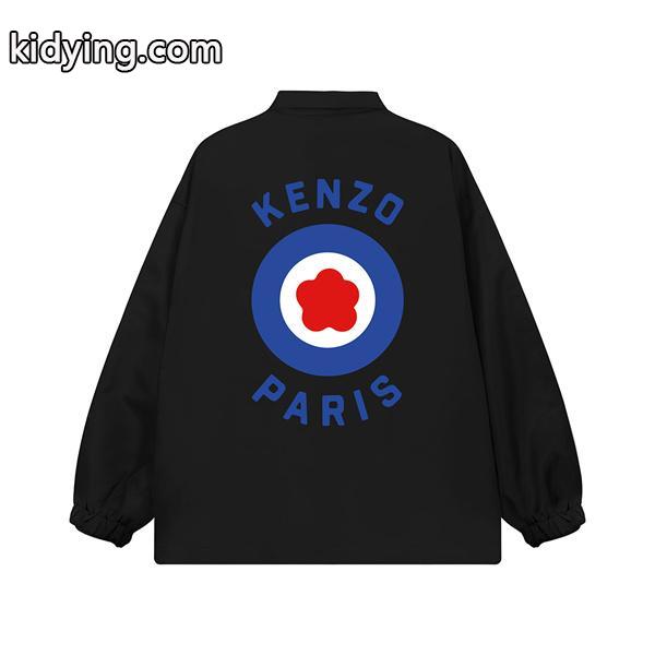 ケンゾー ブラック ブルーサークル&レッドフラワー KENZOロゴ ジャケット ケンゾー 偽物 秋冬 万能-2
