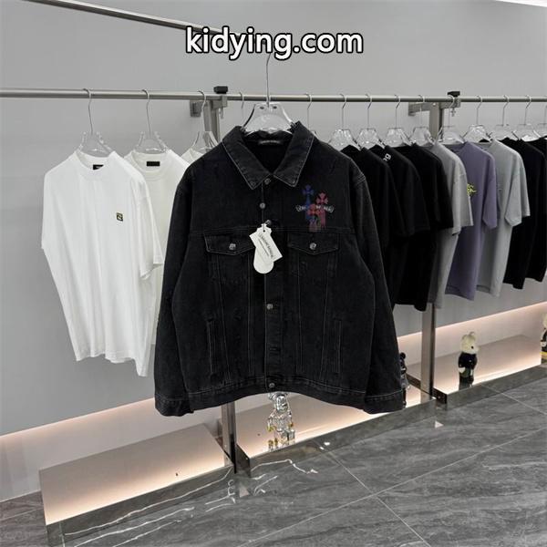 CHROME HEARTS コピー 個性的 華やか デニムジャケット レインボークロス バックプリント クロムハーツ-3