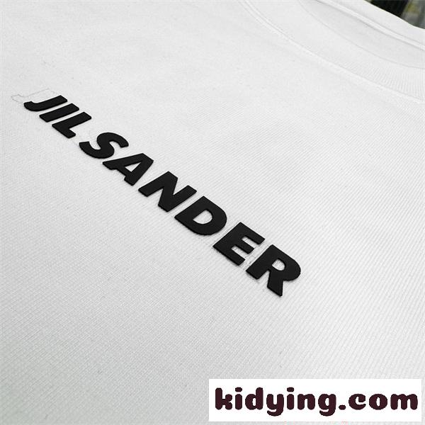 期間限定 ダブルロゴ ジルサンダー Tシャツ ホワイト 半袖 コントラストプリント JIL SANDER コピー-5