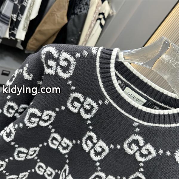 GUCCI スーパーコピー GG総柄 ブラック クルーネック ニット セーター モノグラム デザイン グッチ-1