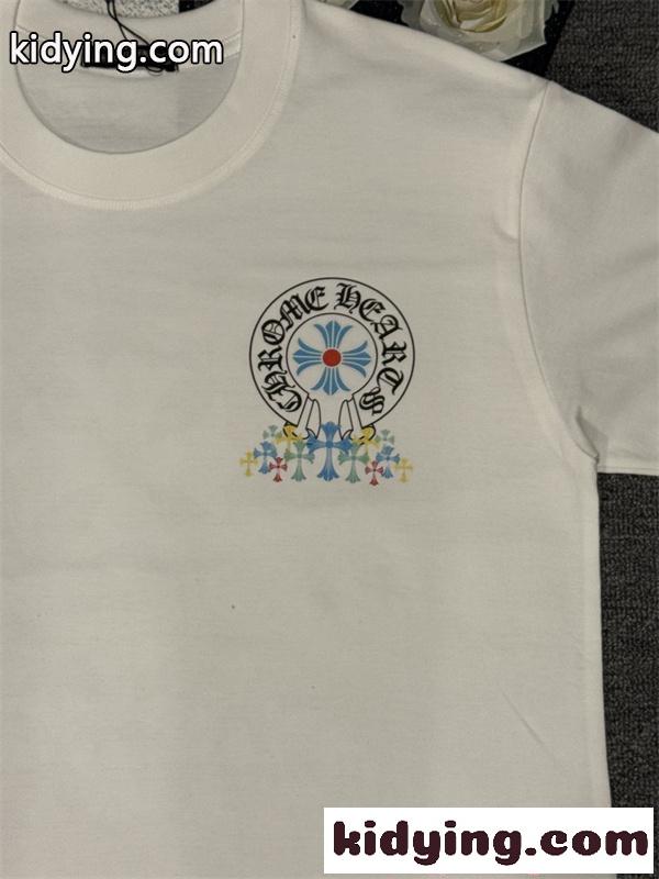 クロスプリント Tシャツ  クロムハーツ コピー CHROME HEARTS メンズ レディース 半袖トップス カラークロス ロゴデザイン ストリート-8