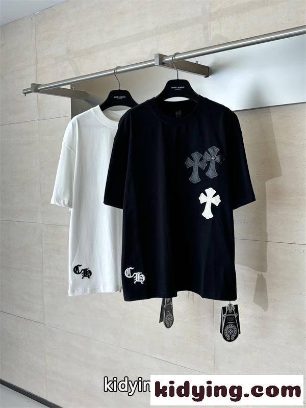 Chrome Hearts  ホワイト ブラック クロスクロムハーツ スーパー コピー  Tシャツ 胸ポケット付き カジュアル モード-2