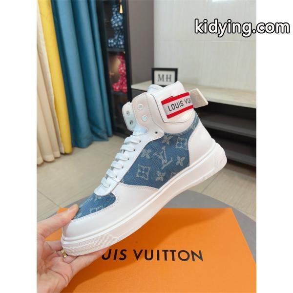 LOUIS VUITTON ルイヴィトン 激安 メンズ ハイカット スニーカー モノグラム レザー デニム コンビ 人気モデル スタイリッシュ カジュアル シューズ-5