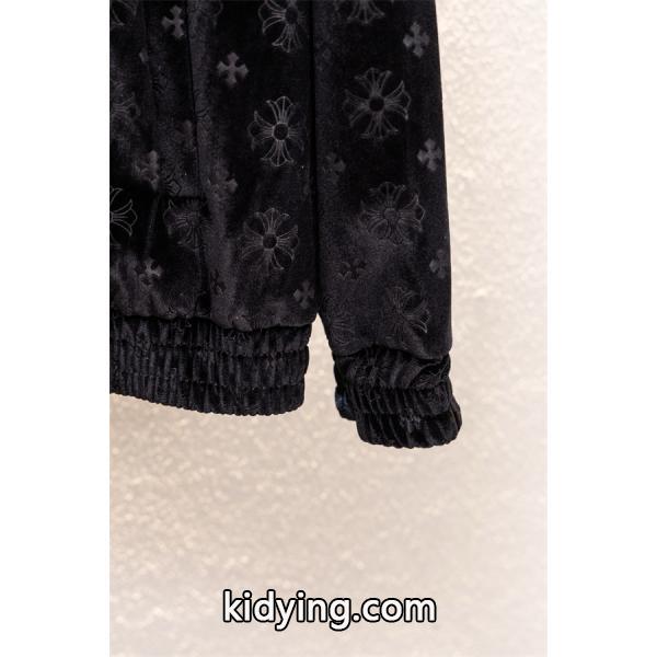 冬季限定 Chrome Hearts クロムハーツ ブラック モノグラム クロス刺繍デザイン 偽物 ベロアジャケット-3