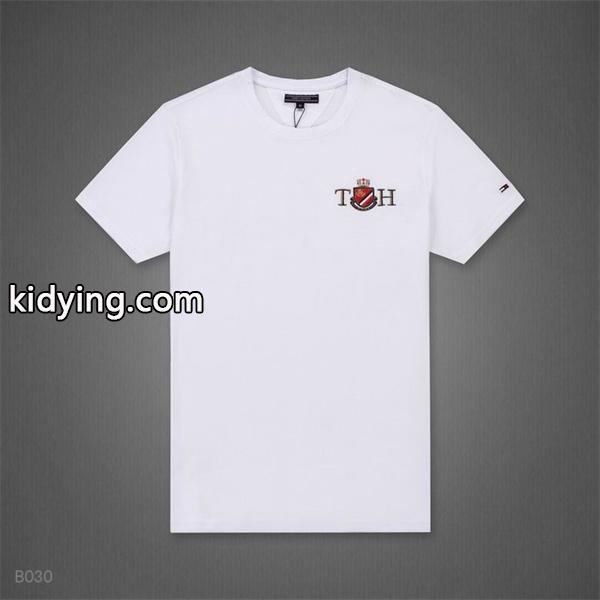 素材はコットン100％で質感も抜群なコピー tシャツ フロント左胸にシンプルな高品質刺繍Tommy Hilfigerロゴ-0