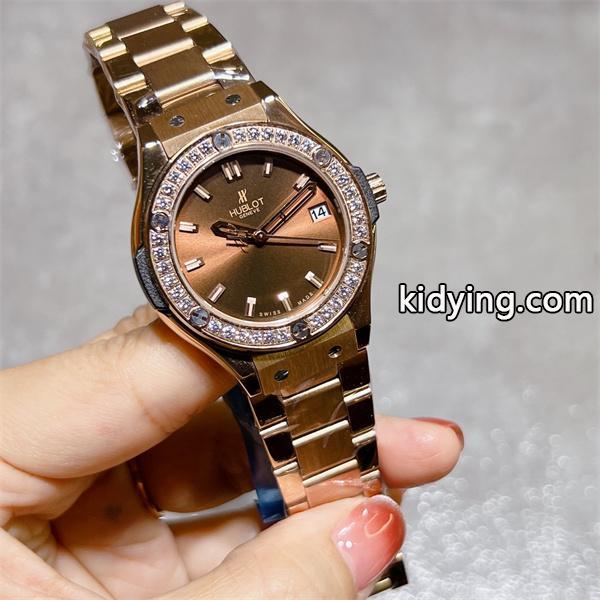 HUBLOT ブラックダイヤモンド装飾 シルバーブレス ユブロット コピー 時計 フェミニン 高品質 腕時計-4