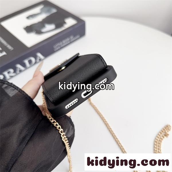 スマホケース チェーン付き PRADA ミニバッグ風 カードポケット付き プラダ コピー レディース-7