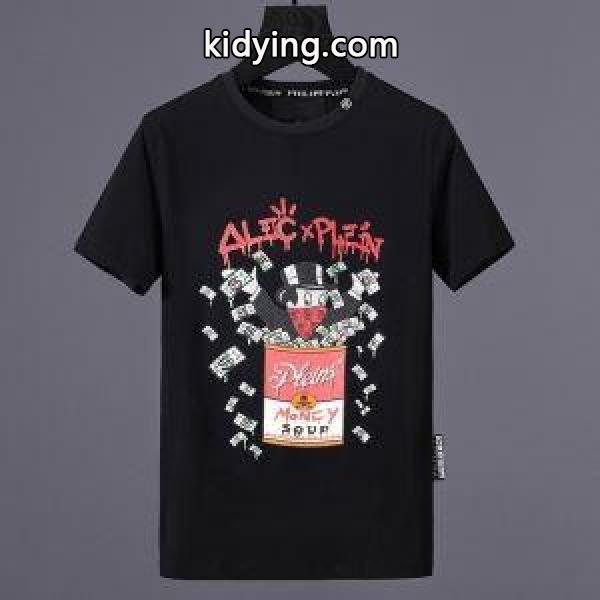 タイトなフィット感がヘタらないPHILIPP PLEINフィリッププレインコピーのメンズクルーネック半袖Tシャツ激安-1