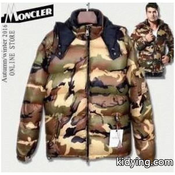 格好いい MONCLER モンクレールメンズダウンジャケット迷彩 ダウンアウターカモフラージュフード付き-0