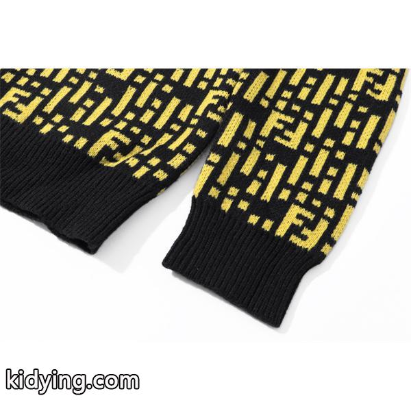 FENDI フェンディ コピー 人気定番 ニットセーター ブラック×イエロー 高級感-5