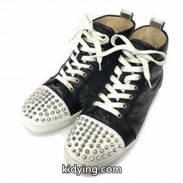 クリスチャンルブタン Christian louboutin Louis Degra Spikes Mens Flat スタッズ ハイカット スニーカー ラメ 黒 ブラック メンズ 通販-0