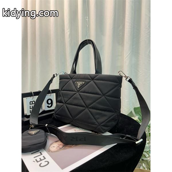 シンプル 上品な PRADA プラダ コピー キルティング トートバッグ ブラック ベストセラー-0