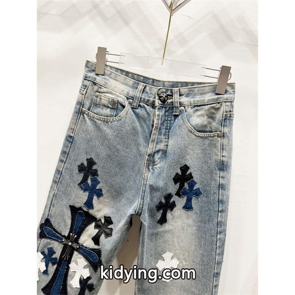存在感 クロムハーツ Chrome Hearts コピー 異素材ミックス トレンド対応 デニムパンツ-5