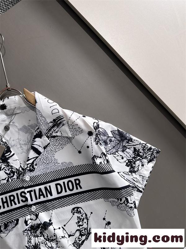 Dior ホワイト 半袖シャツ カジュアル ストリート ホワイト 高級感 ディオール スーパーコピー トロピカルアート-2