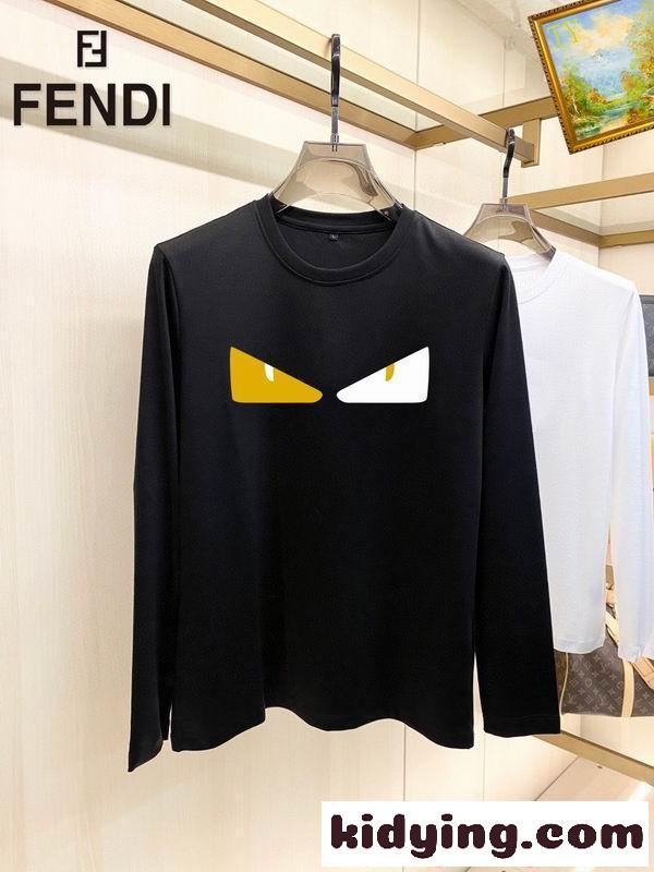 柔らかなフェンディーモンスターカットソー トップス メンズ FENDI 長袖Tシャツコピー丸首 2色可選-2