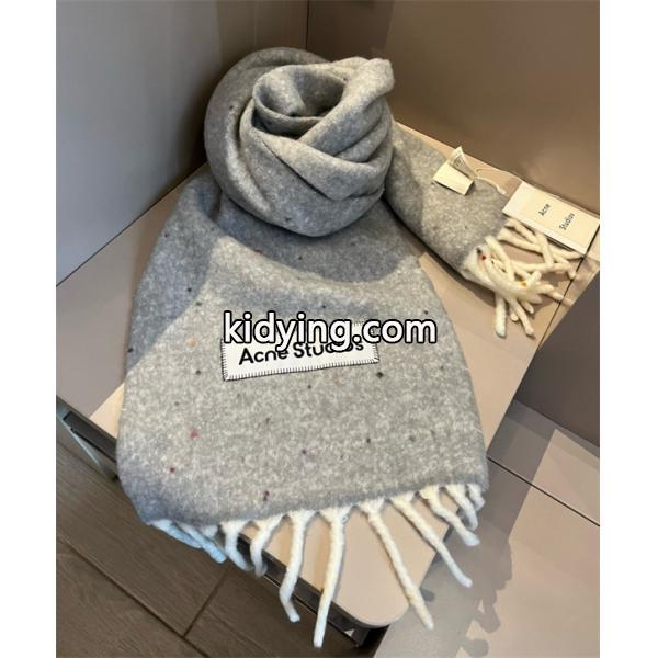 ACNE STUDIOS アクネ ストゥディオズ コピー 秋冬 保温 ライトグレー ロゴ マフラー 高級感-5