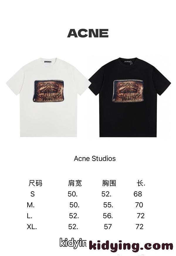 Acne ヴィンテージ風 プリント アクネストゥディオズ コピー Tシャツ モノトーン 半袖 ストリート-4
