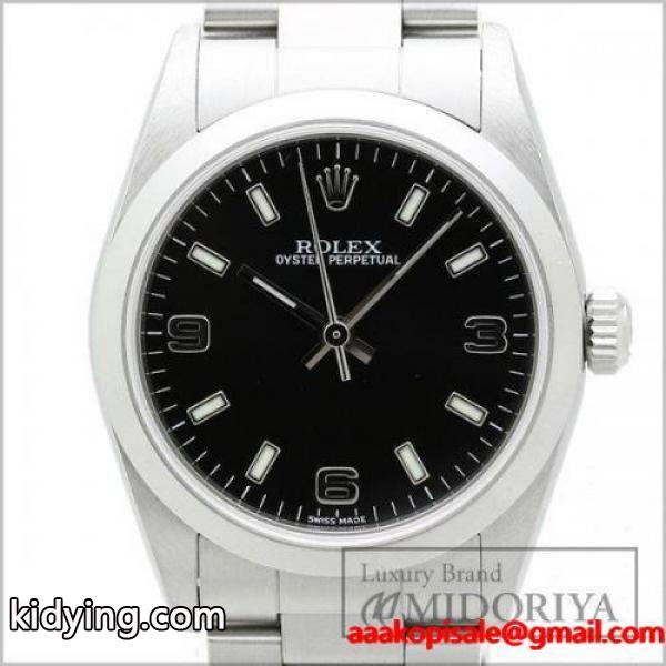 ロレックス ROLEX 77080 オイスターパーペチュアル 腕時計 SS ブラック ボーイズ /34857 【中古】ユニセックス :34857:株式会社MIDORIYA - 通販ショッピング-0