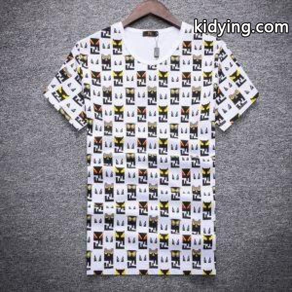 人気注目のアイテムFENDIフェンディｔシャツコピーのメンズクルーネック半袖Tシャツブラック、ホワイト、ピンク3色-1