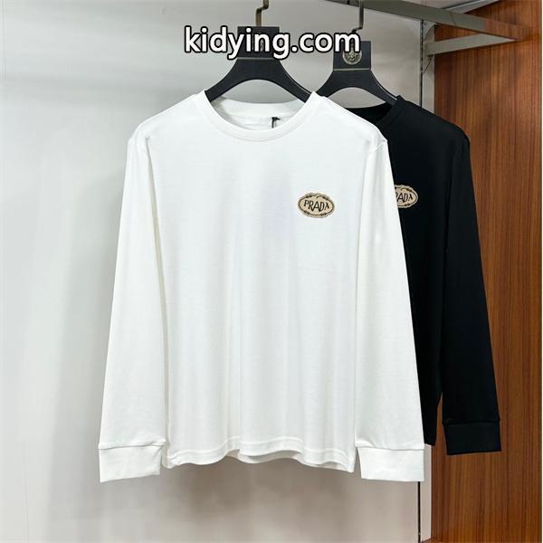プラダ コピー 長袖Tシャツ シンプル モダン エレガント オーバルロゴ 新登場 PRADA-0