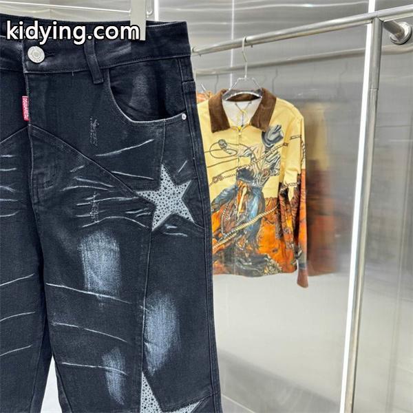 ブラック ラージスター刺繍 ディースクエアード デニムパンツ DSQUARED2 コピー 秋冬 シルエット トレンド-5