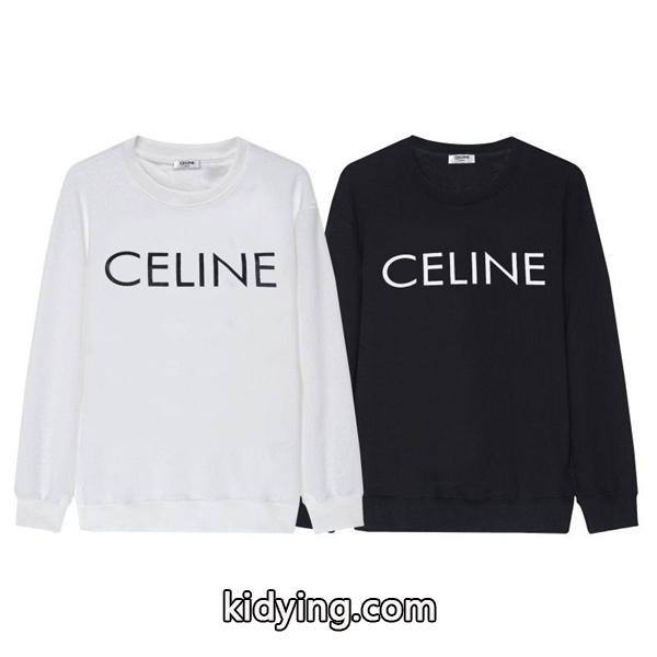 CELINE セリーヌ コピー 2025秋冬新作 ブラック&ホワイト ベーシックロゴ スウェット トレーナー-0